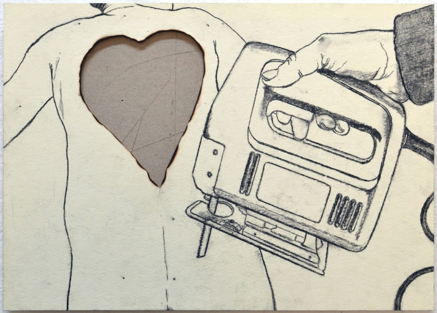 Bedroom - 21 x 29,7 - houtskool  op Hahnemühle deels verbrand